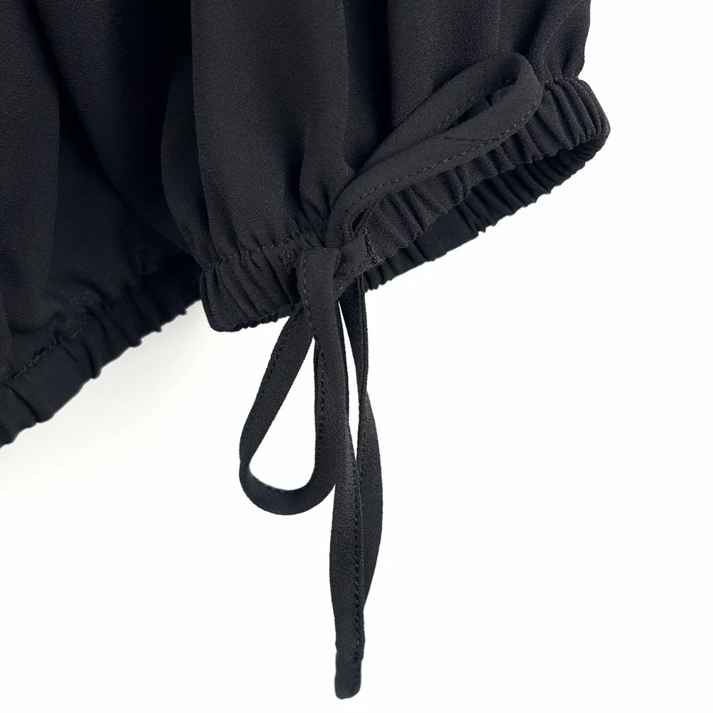 Michael Kors Black Off Shoulder Ruffle Blouse Boho Peasant Top L